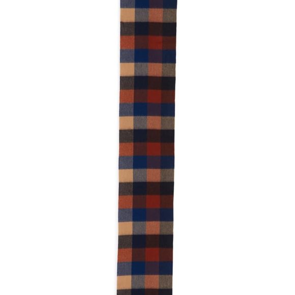 Barbour Tattersall Wool Scarf Large Navy Caramel - Picture 4 of 10